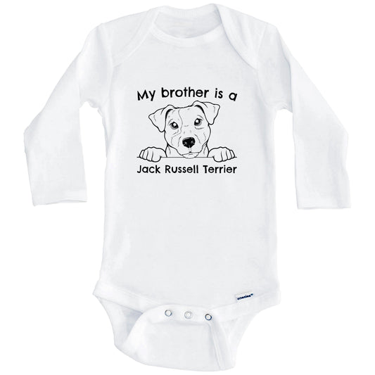 My Brother Is A Jack Russell Terrier One Piece Baby Bodysuit (Long Sleeves)