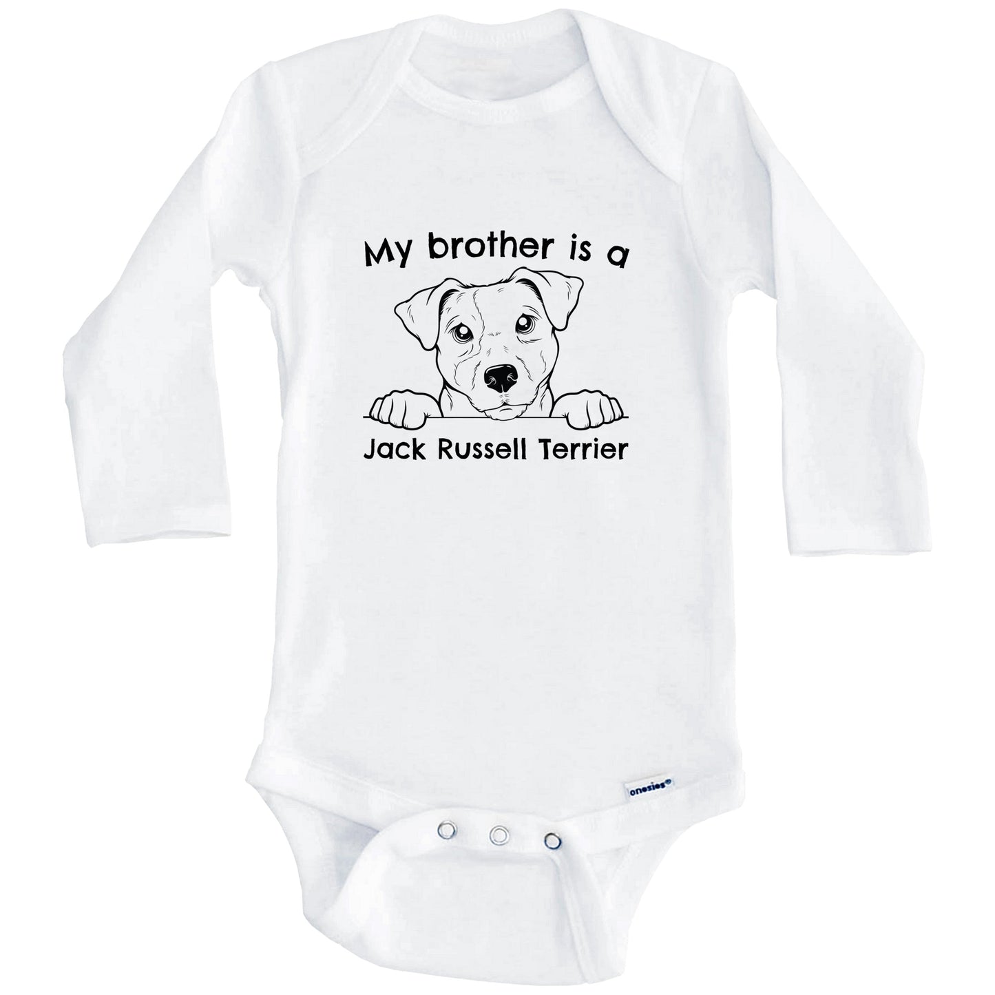 My Brother Is A Jack Russell Terrier One Piece Baby Bodysuit (Long Sleeves)