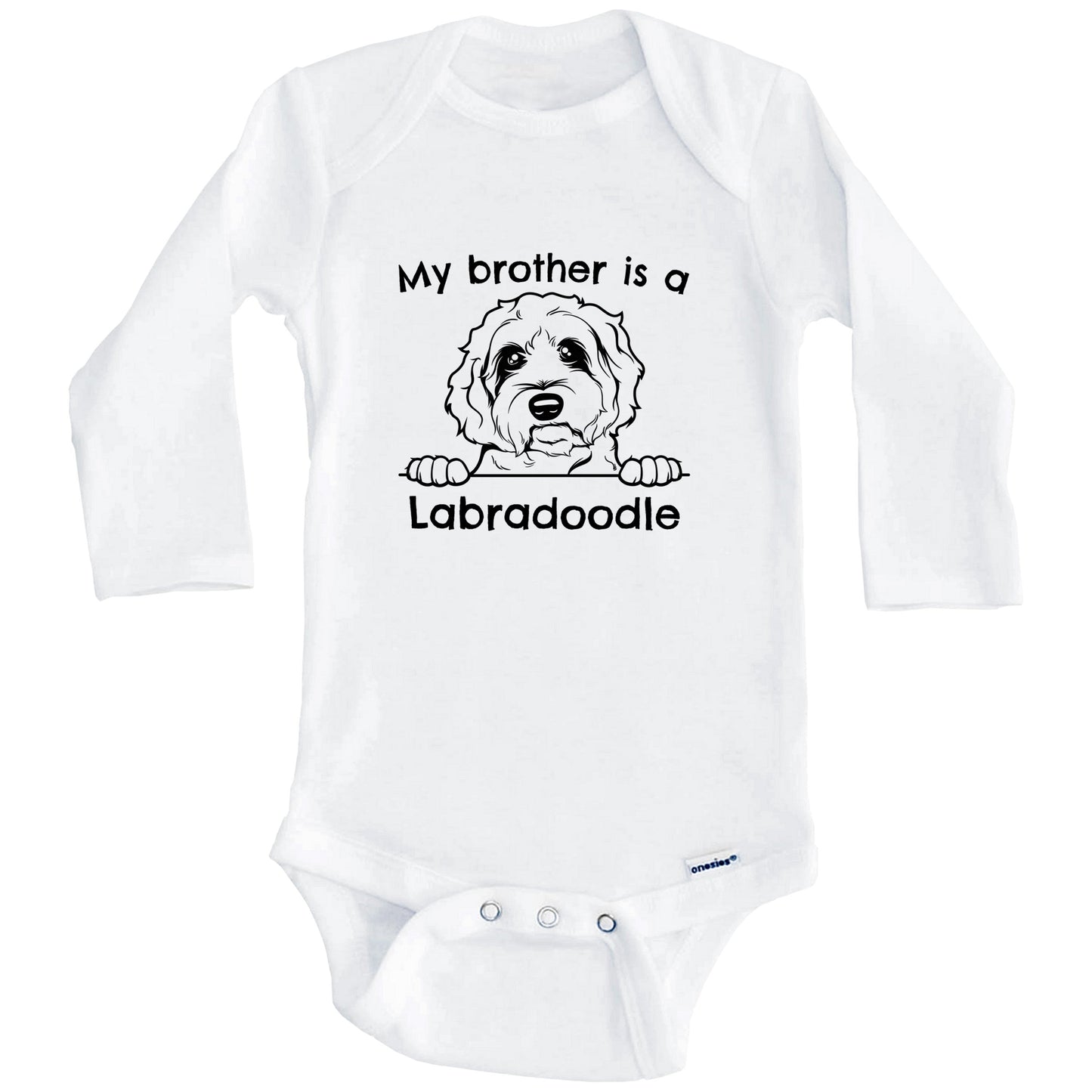 My Brother Is A Labradoodle One Piece Baby Bodysuit (Long Sleeves)