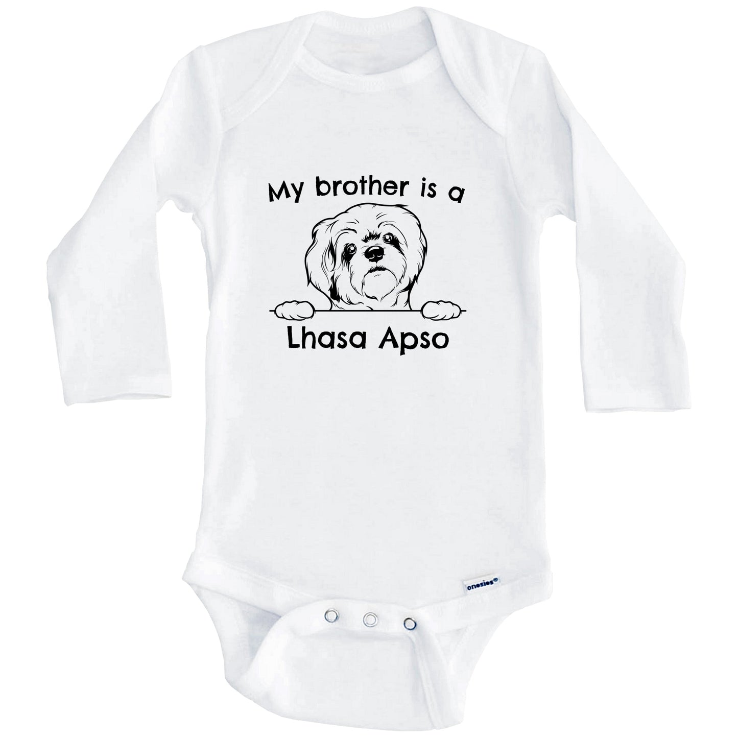 My Brother Is A Lhasa Apso One Piece Baby Bodysuit (Long Sleeves)