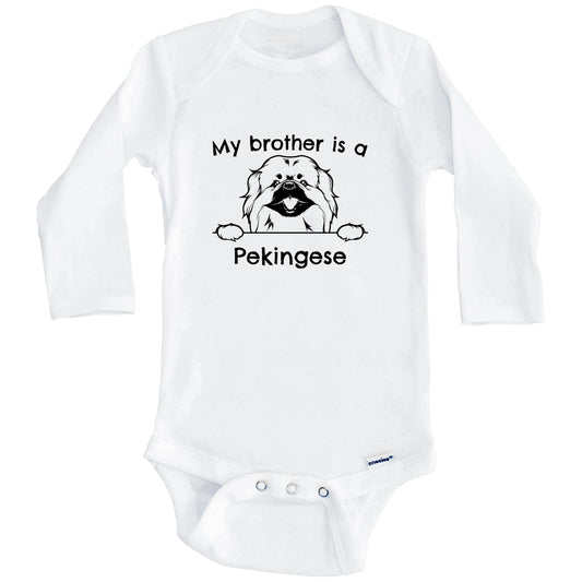 My Brother Is A Pekingese One Piece Baby Bodysuit (Long Sleeves)