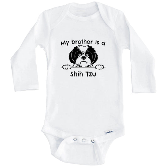 My Brother Is A Shih Tzu One Piece Baby Bodysuit (Long Sleeves)