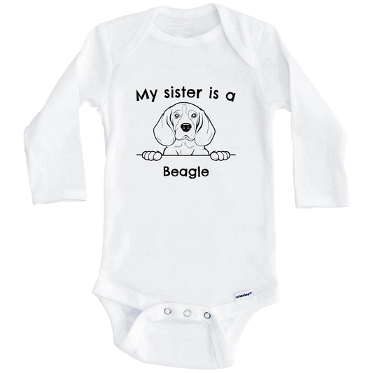 My Sister Is A Beagle One Piece Baby Bodysuit (Long Sleeves)