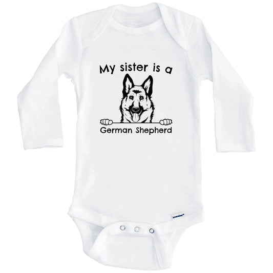 My Sister Is A German Shepherd One Piece Baby Bodysuit (Long Sleeves)