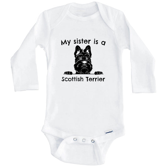 My Sister Is A Scottish Terrier One Piece Baby Bodysuit (Long Sleeves)