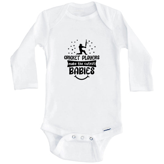 Cricket Players Make The Cutest Babies Funny Cricket Player One Piece Baby Bodysuit (Long Sleeves)