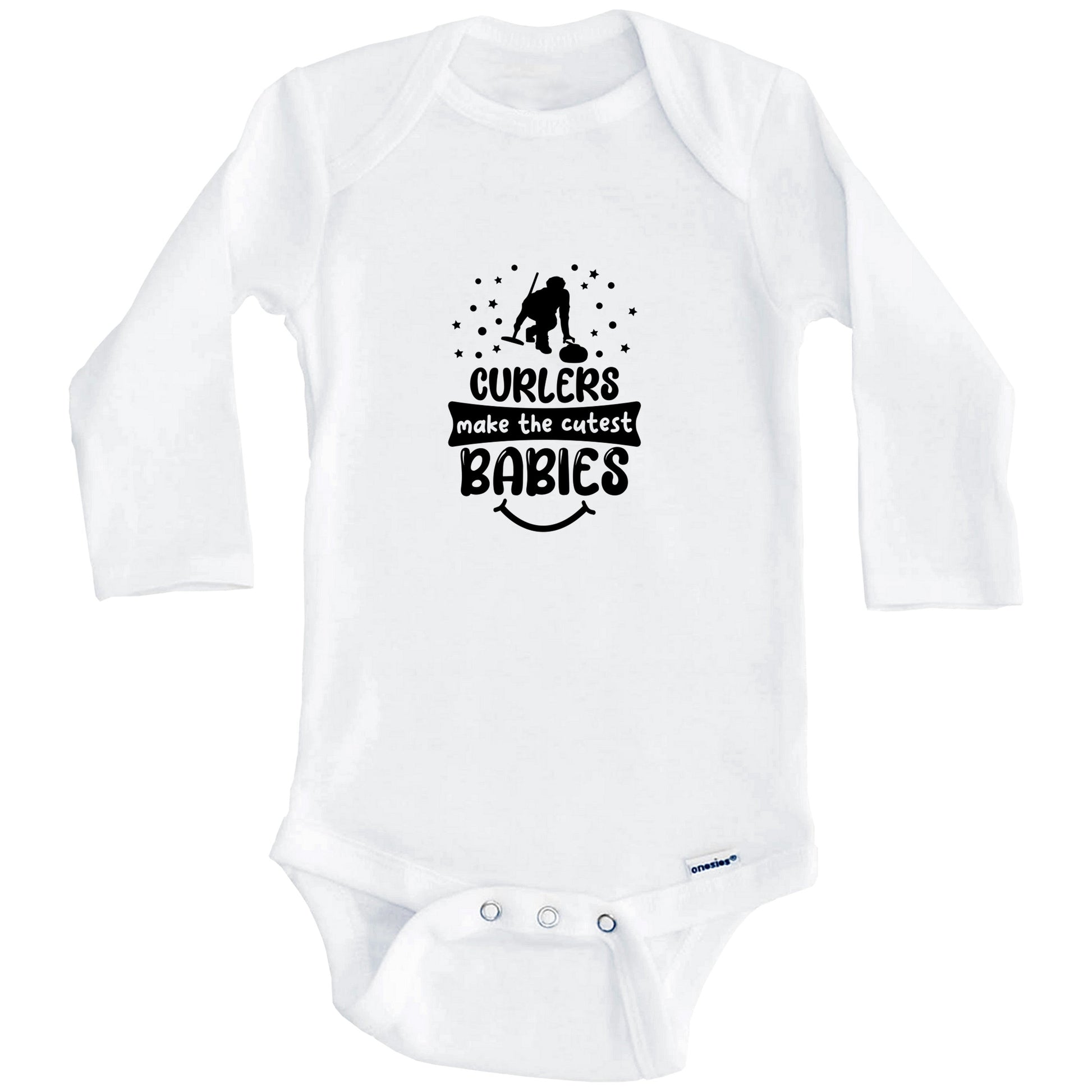 Curlers Make The Cutest Babies Funny Curling One Piece Baby Bodysuit (Long Sleeves)