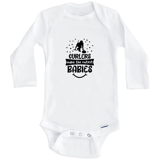 Curlers Make The Cutest Babies Funny Curling One Piece Baby Bodysuit (Long Sleeves)