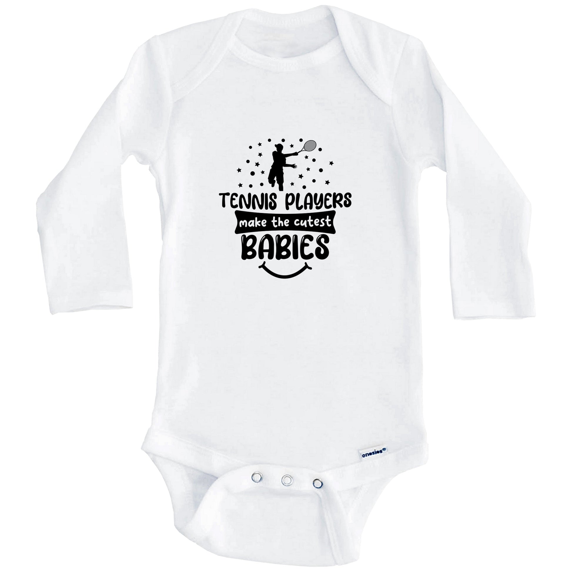 Tennis Players Make The Cutest Babies Funny Tennis One Piece Baby Bodysuit (Long Sleeves)