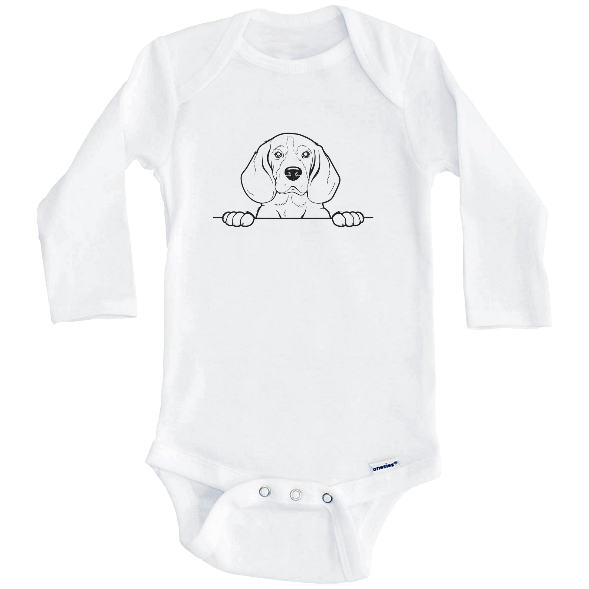 Beagle Dog Breed Drawing Cute One Piece Baby Bodysuit (Long Sleeves)