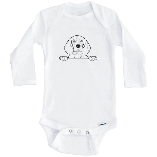 Beagle Dog Breed Drawing Cute One Piece Baby Bodysuit (Long Sleeves)