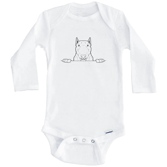Bull Terrier Dog Breed Drawing Cute One Piece Baby Bodysuit (Long Sleeves)