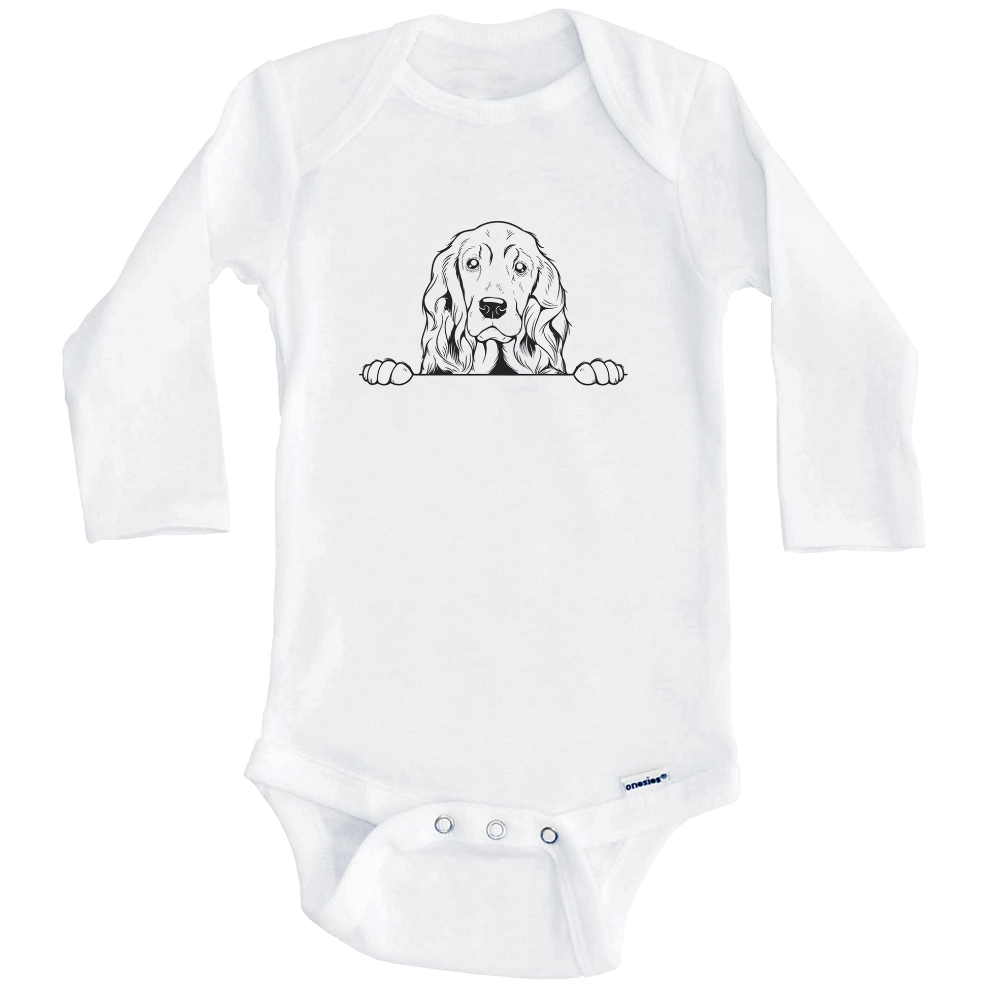 Cocker Spaniel Dog Breed Drawing Cute One Piece Baby Bodysuit (Long Sleeves)