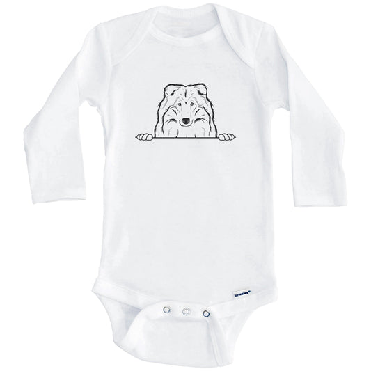 Collie Dog Breed Drawing Cute One Piece Baby Bodysuit (Long Sleeves)
