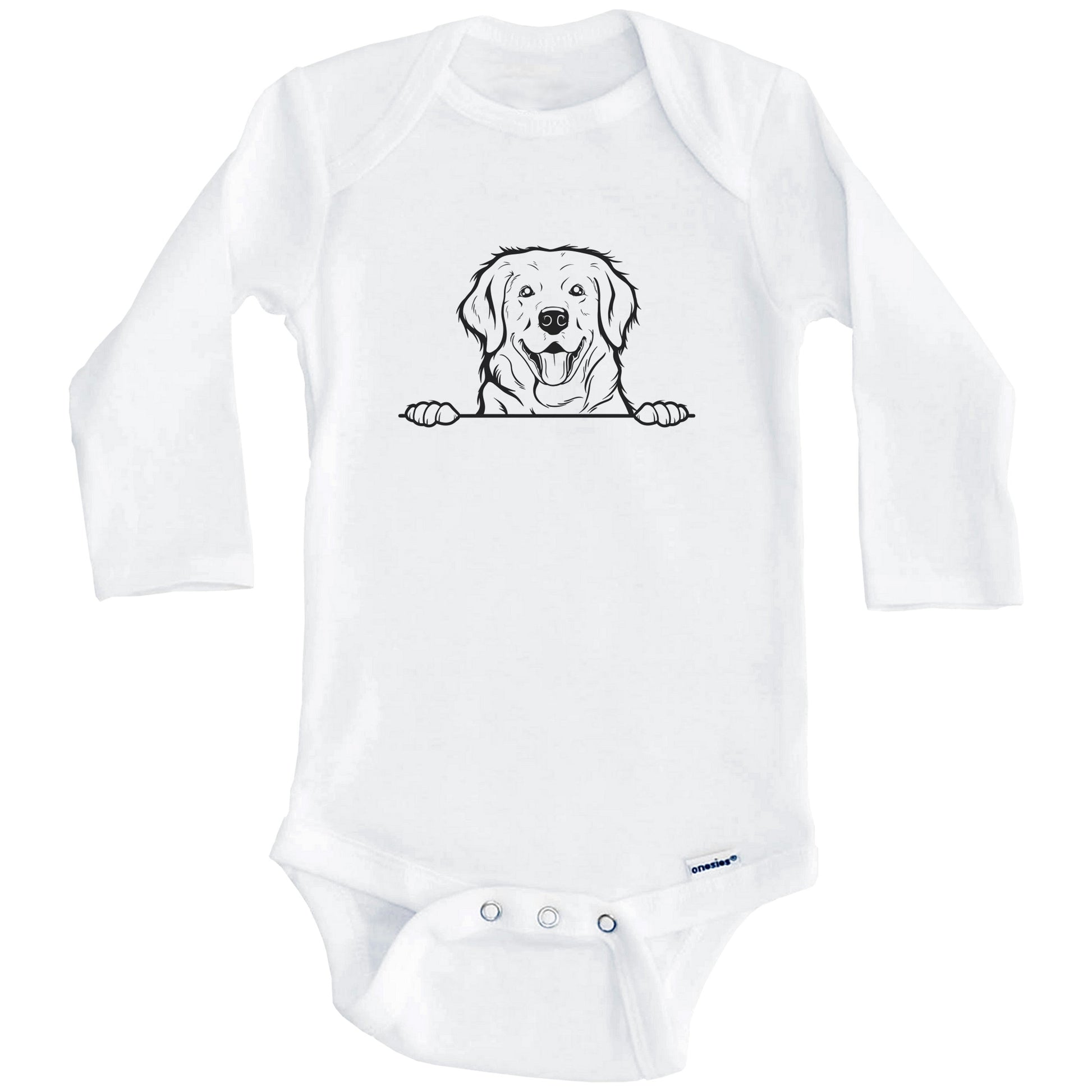 Golden Retriever Dog Breed Drawing Cute One Piece Baby Bodysuit (Long Sleeves)