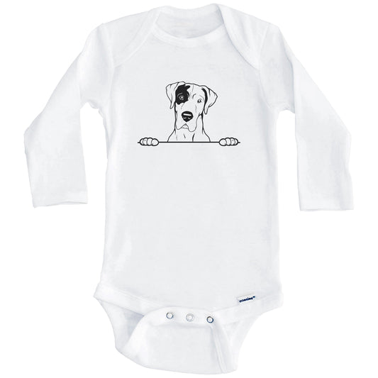 Great Dane Dog Breed Drawing Cute One Piece Baby Bodysuit (Long Sleeves)