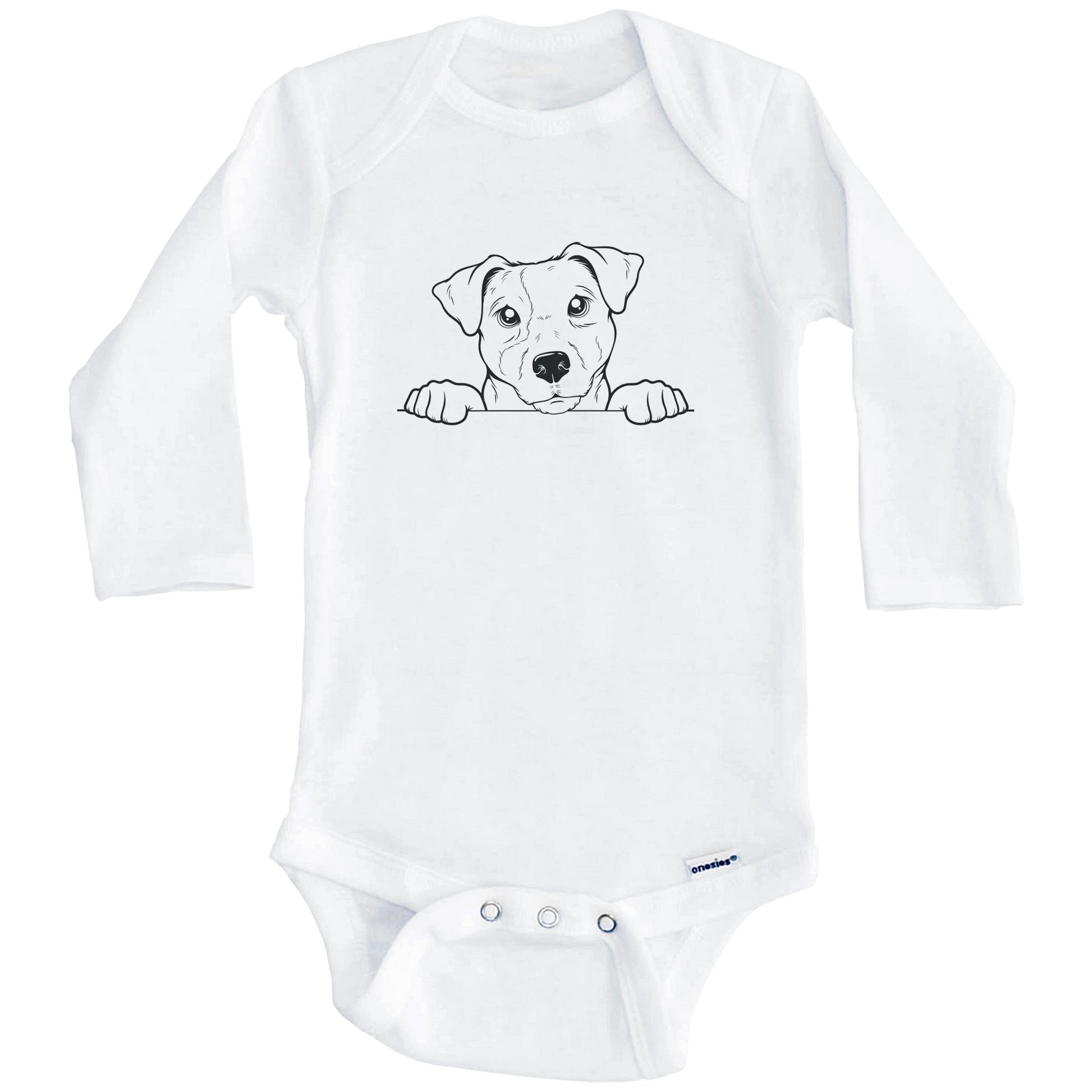 Jack Russell Terrier Dog Breed Drawing Cute One Piece Baby Bodysuit (Long Sleeves)