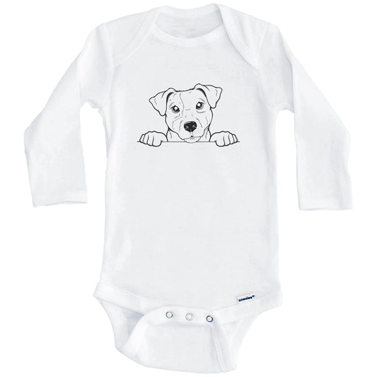 Jack Russell Terrier Dog Breed Drawing Cute One Piece Baby Bodysuit (Long Sleeves)