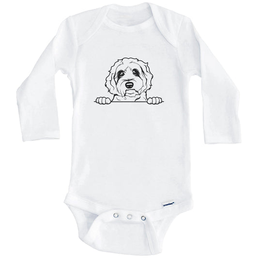 Labradoodle Dog Breed Drawing Cute One Piece Baby Bodysuit (Long Sleeves)