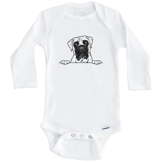 Mastiff Dog Breed Drawing Cute One Piece Baby Bodysuit (Long Sleeves)