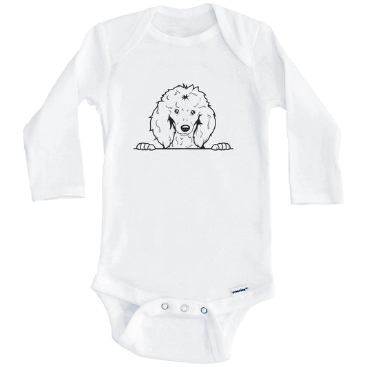 Poodle Dog Breed Drawing Cute One Piece Baby Bodysuit (Long Sleeves)