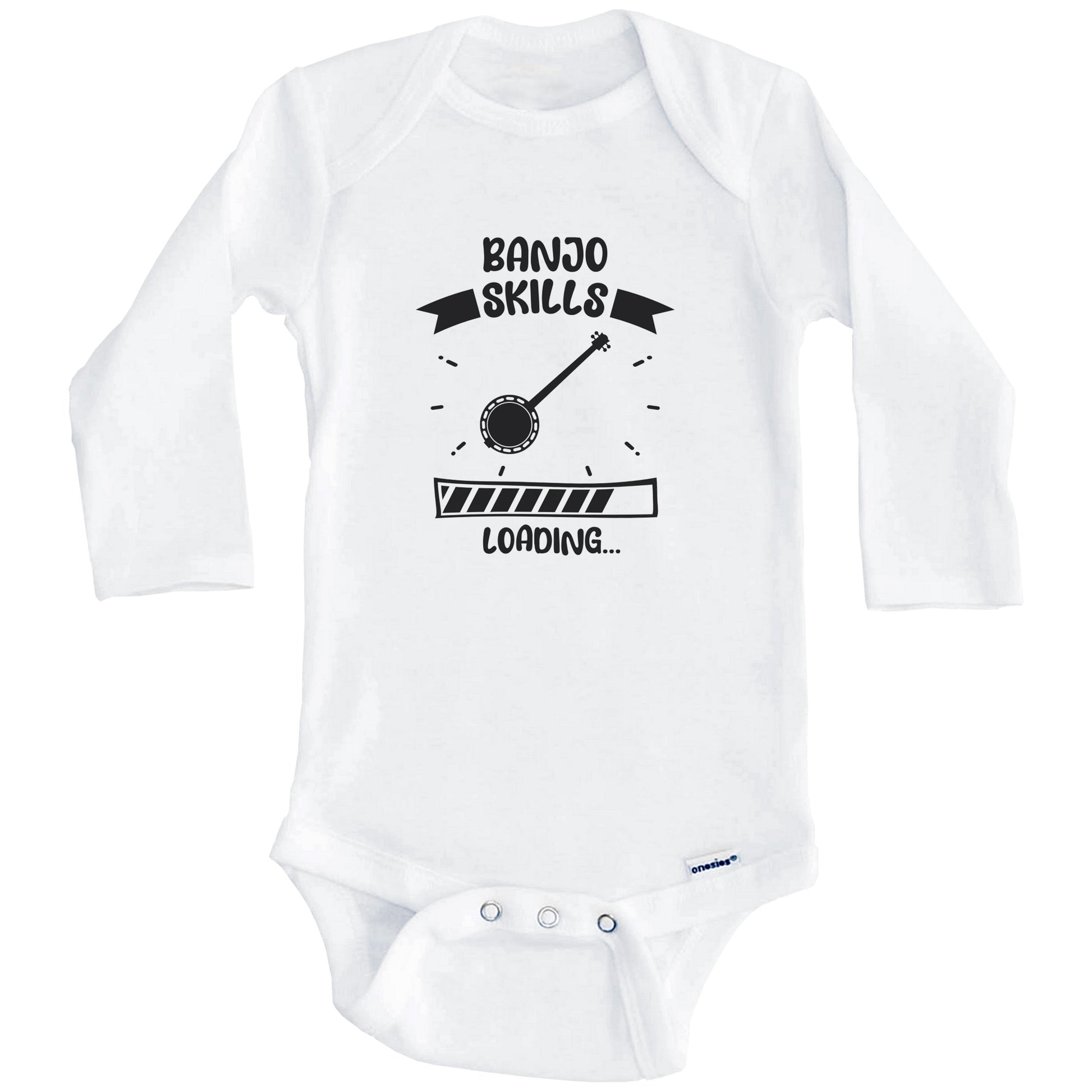 Banjo Skills Loading Funny Banjo Baby Bodysuit (Long Sleeves)