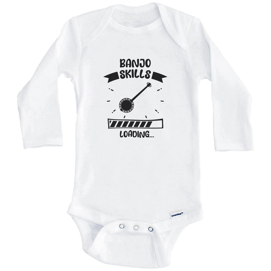 Banjo Skills Loading Funny Banjo Baby Bodysuit (Long Sleeves)