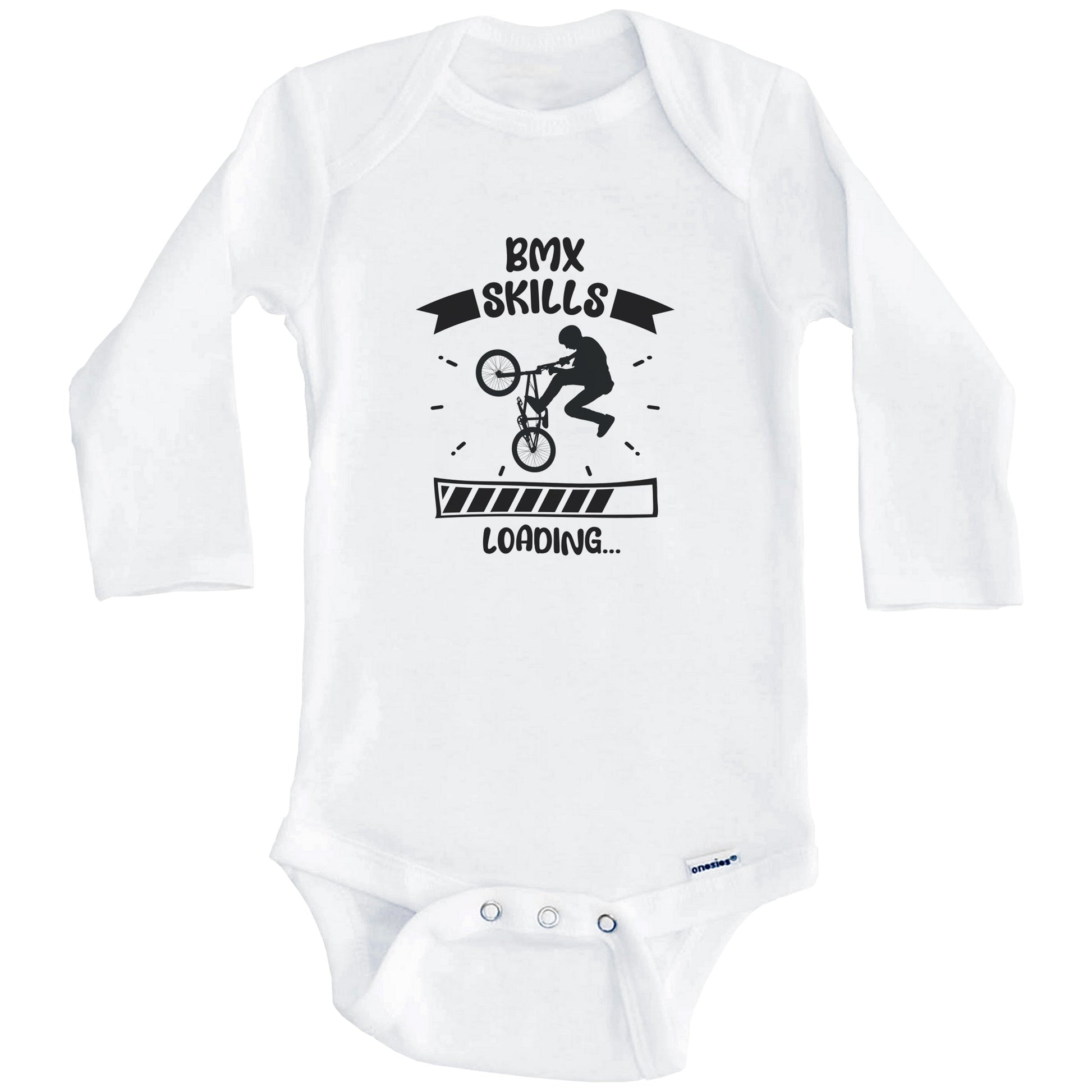 BMX Skills Loading Funny BMX Baby Bodysuit (Long Sleeves)