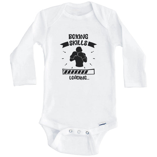 Boxing Skills Loading Funny Boxing Baby Bodysuit (Long Sleeves)