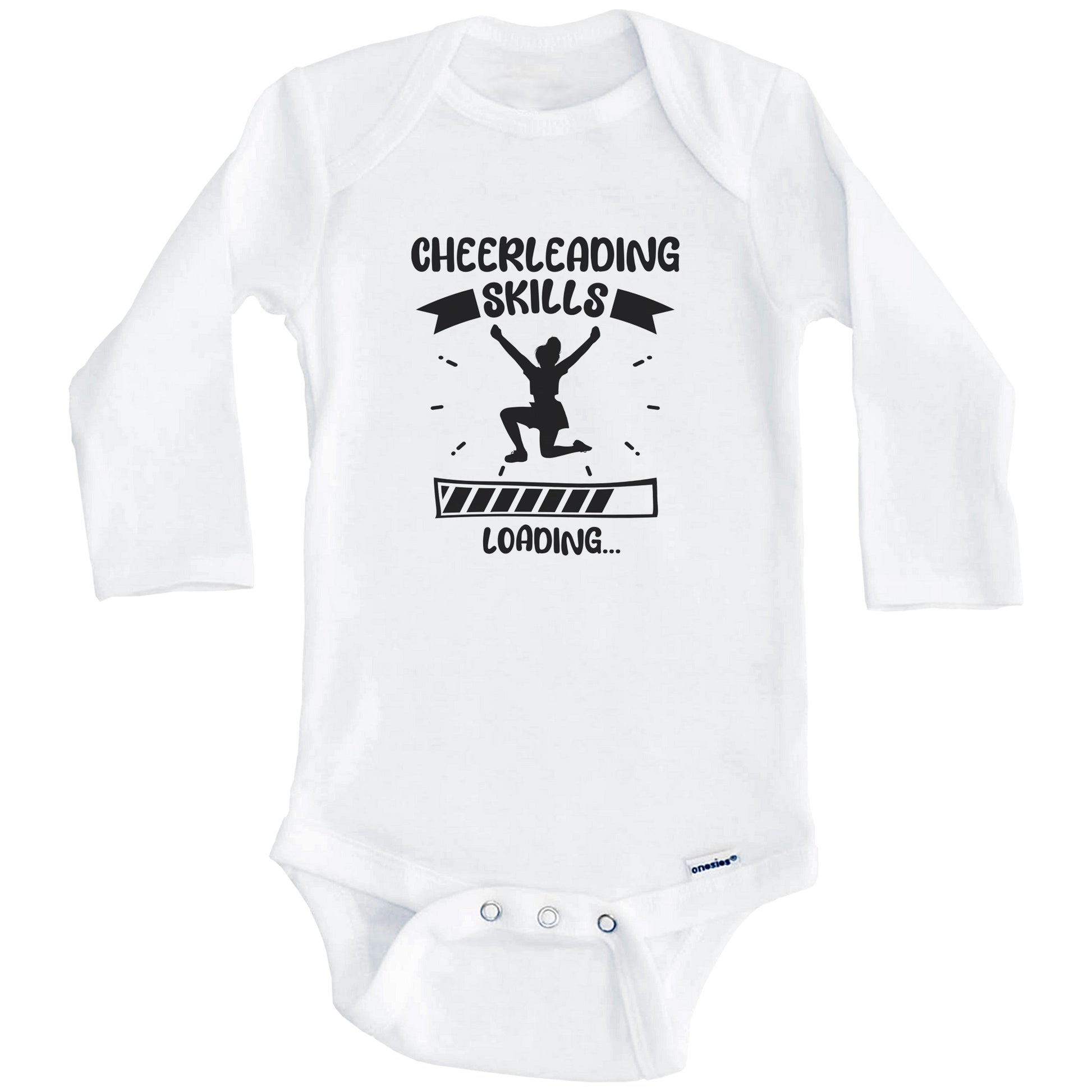 Cheerleading Skills Loading Funny Cheerleading Baby Bodysuit (Long Sleeves)
