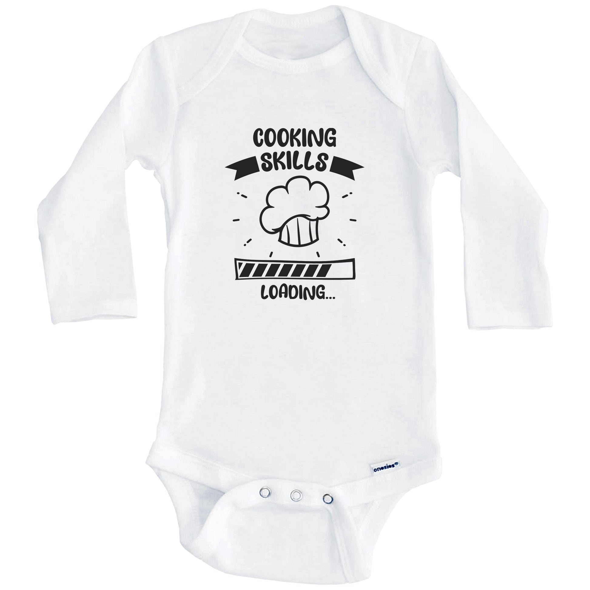 Cooking Skills Loading Funny Cooking Baby Bodysuit (Long Sleeves)