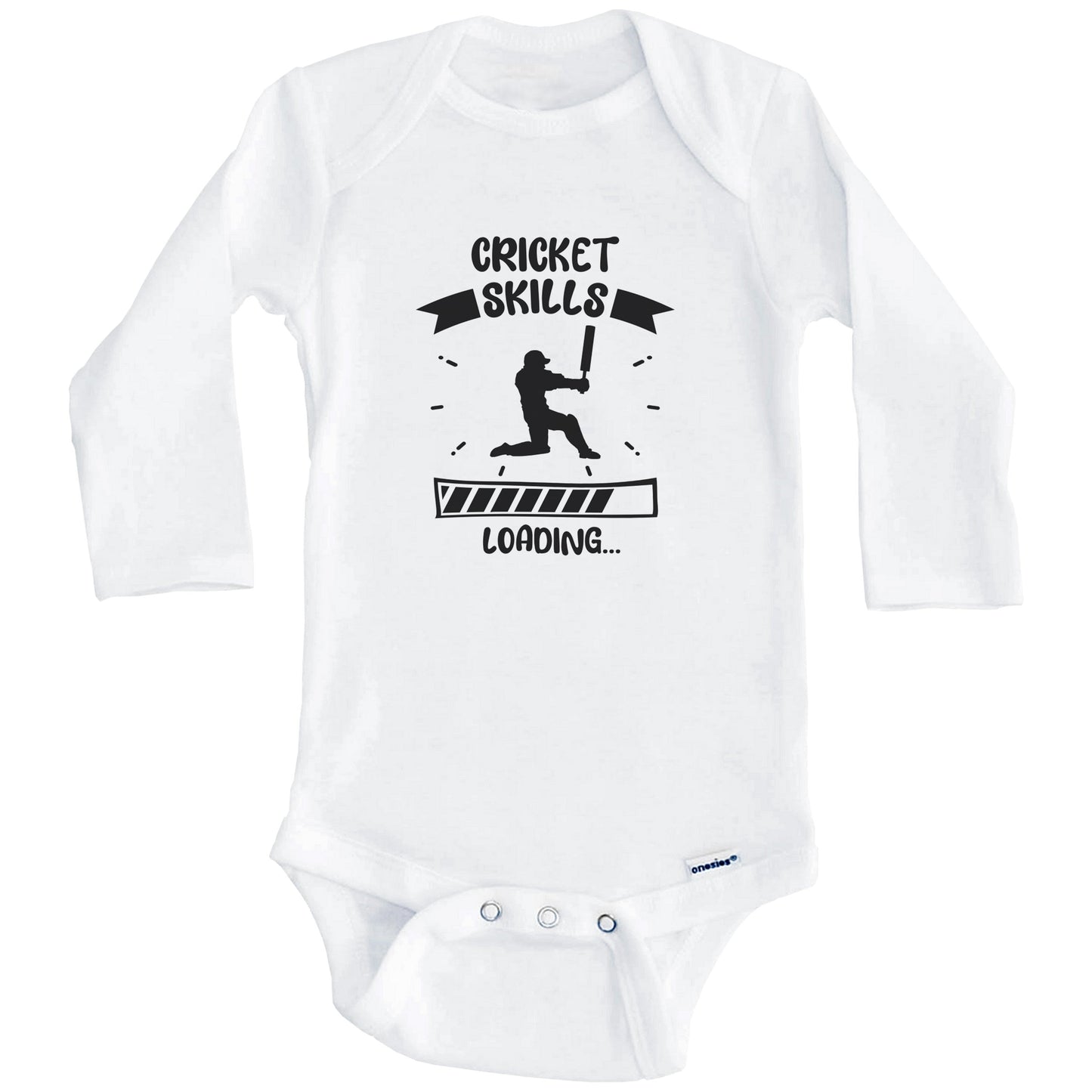 Cricket Skills Loading Funny Cricket Baby Bodysuit (Long Sleeves)