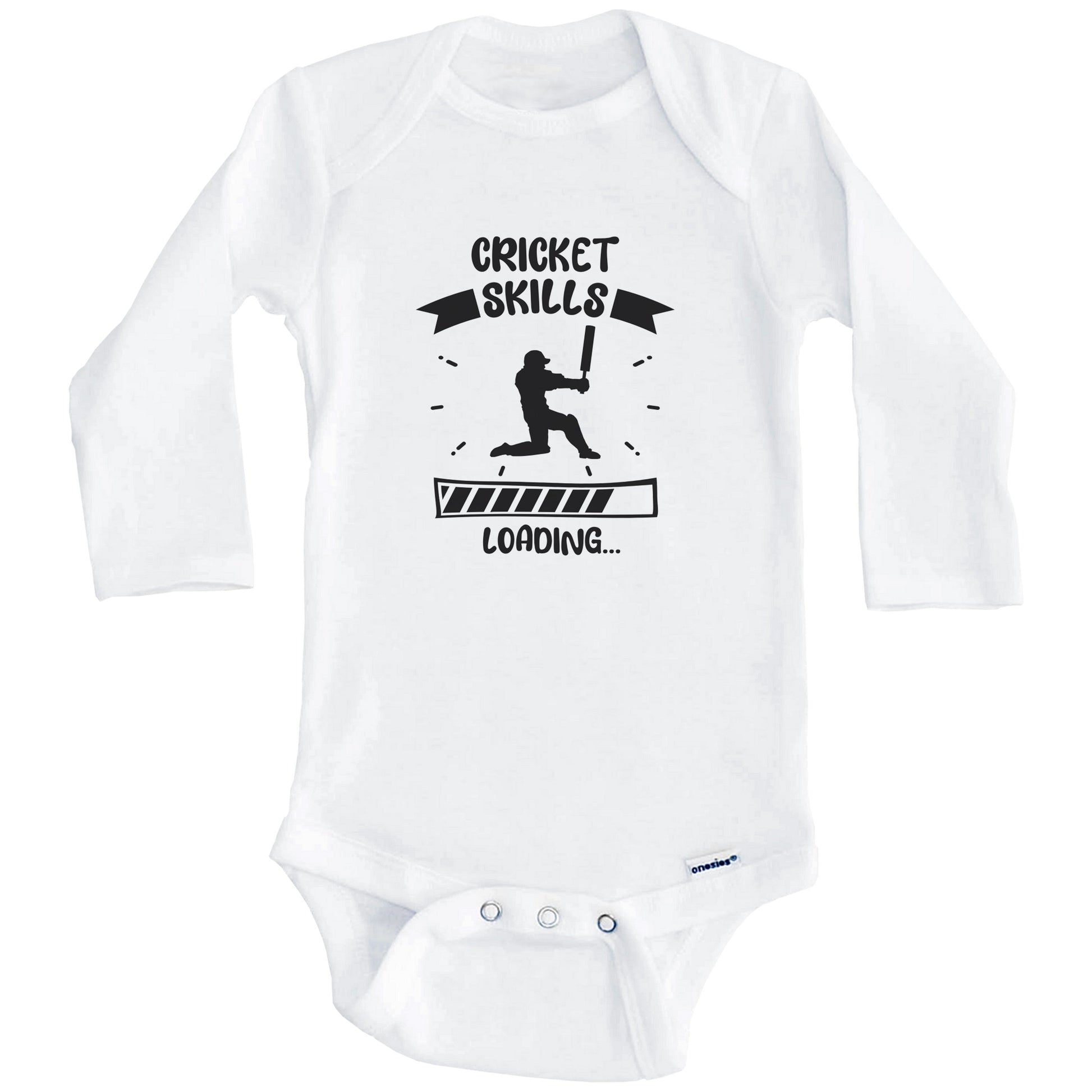 Cricket Skills Loading Funny Cricket Baby Bodysuit (Long Sleeves)