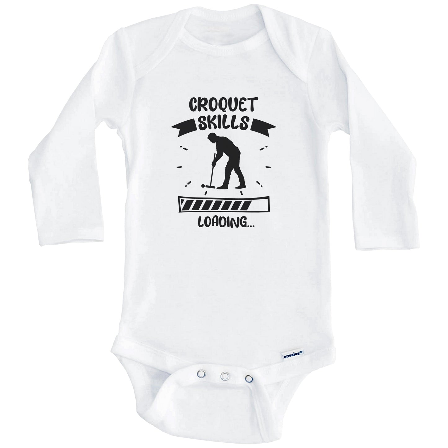 Croquet Skills Loading Funny Croquet Baby Bodysuit (Long Sleeves)