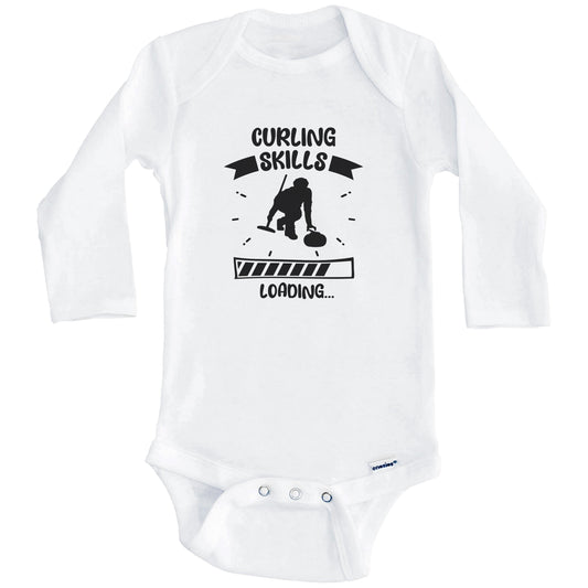 Curling Skills Loading Funny Curling Baby Bodysuit (Long Sleeves)