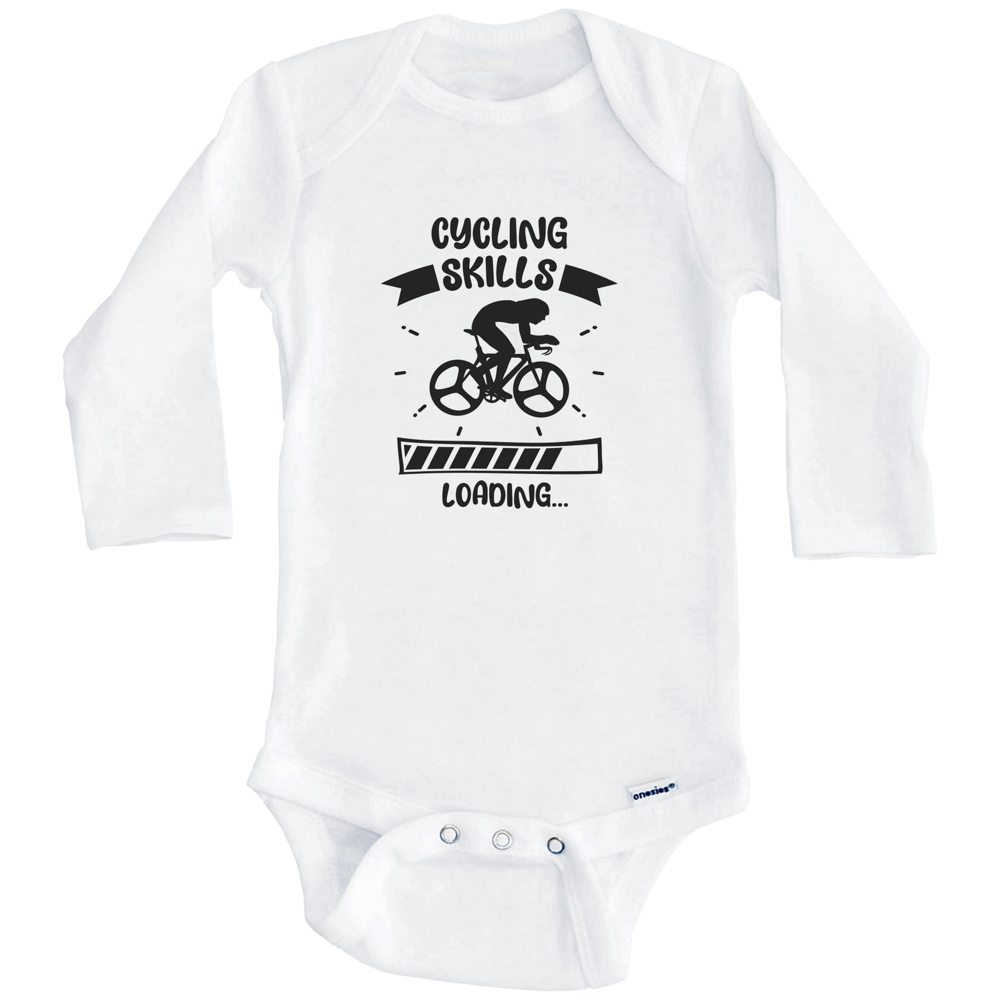 Cycling Skills Loading Funny Cycling Baby Bodysuit (Long Sleeves)