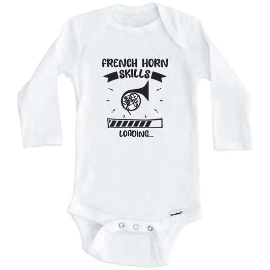 French Horn Skills Loading Funny French Horn Baby Bodysuit (Long Sleeves)