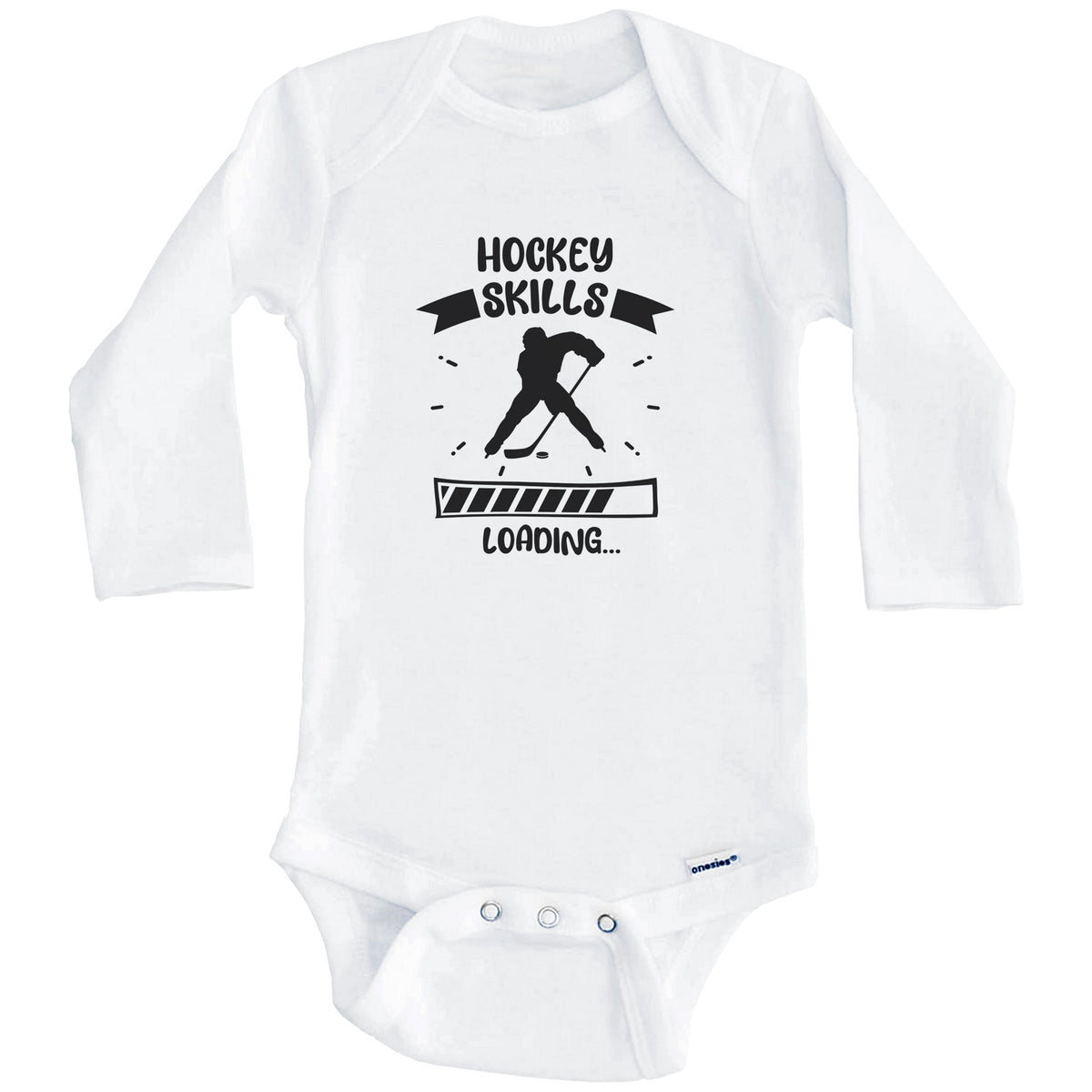 Hockey Skills Loading Funny Hockey Baby Bodysuit (Long Sleeves)