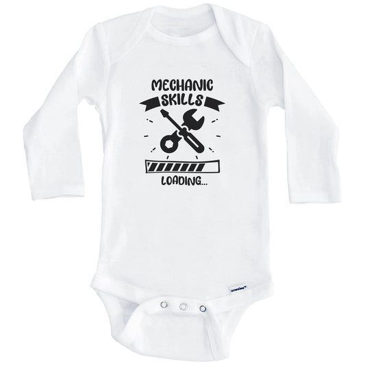 Mechanic Skills Loading Funny Mechanic Baby Bodysuit (Long Sleeves)