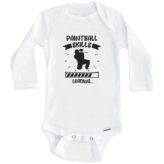 Paintball Skills Loading Funny Paintball Baby Bodysuit (Long Sleeves)