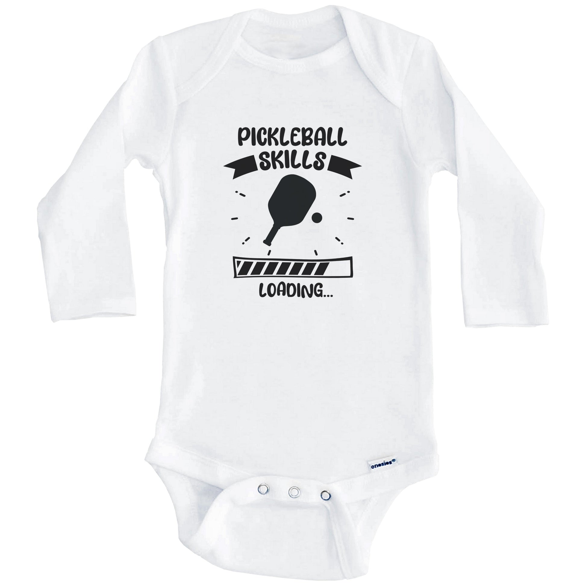 Pickleball Skills Loading Funny Pickleball Baby Bodysuit (Long Sleeves)