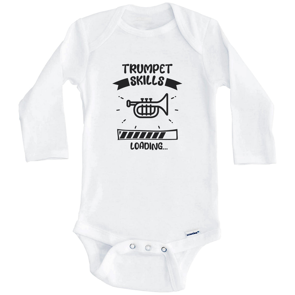 Trumpet Skills Loading Funny Trumpet Baby Bodysuit (Long Sleeves)