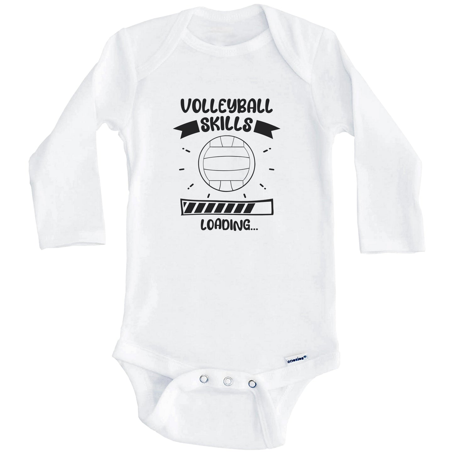 Volleyball Skills Loading Funny Volleyball Baby Bodysuit (Long Sleeves)