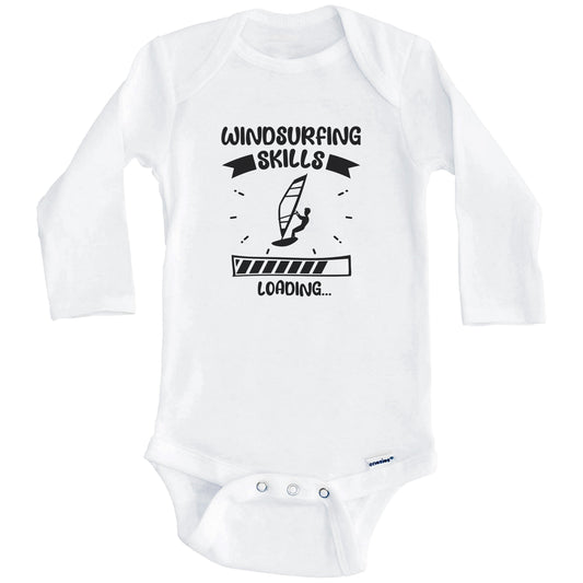 Windsurfing Skills Loading Funny Windsurfing Baby Bodysuit (Long Sleeves)