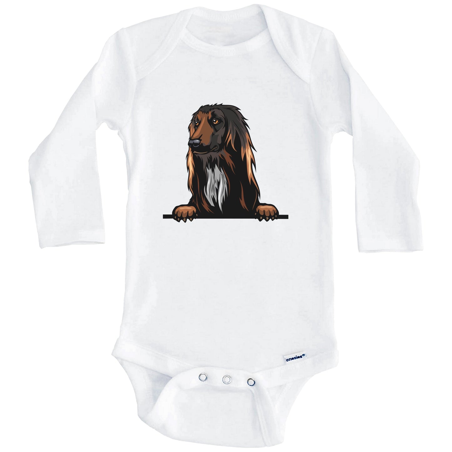 Afghan Hound Dog Breed Cute One Piece Baby Bodysuit (Long Sleeves)