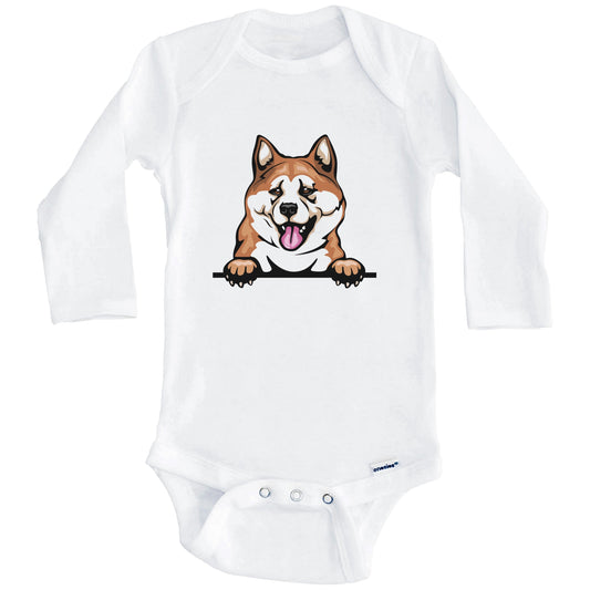 Akita Dog Breed Cute One Piece Baby Bodysuit (Long Sleeves)