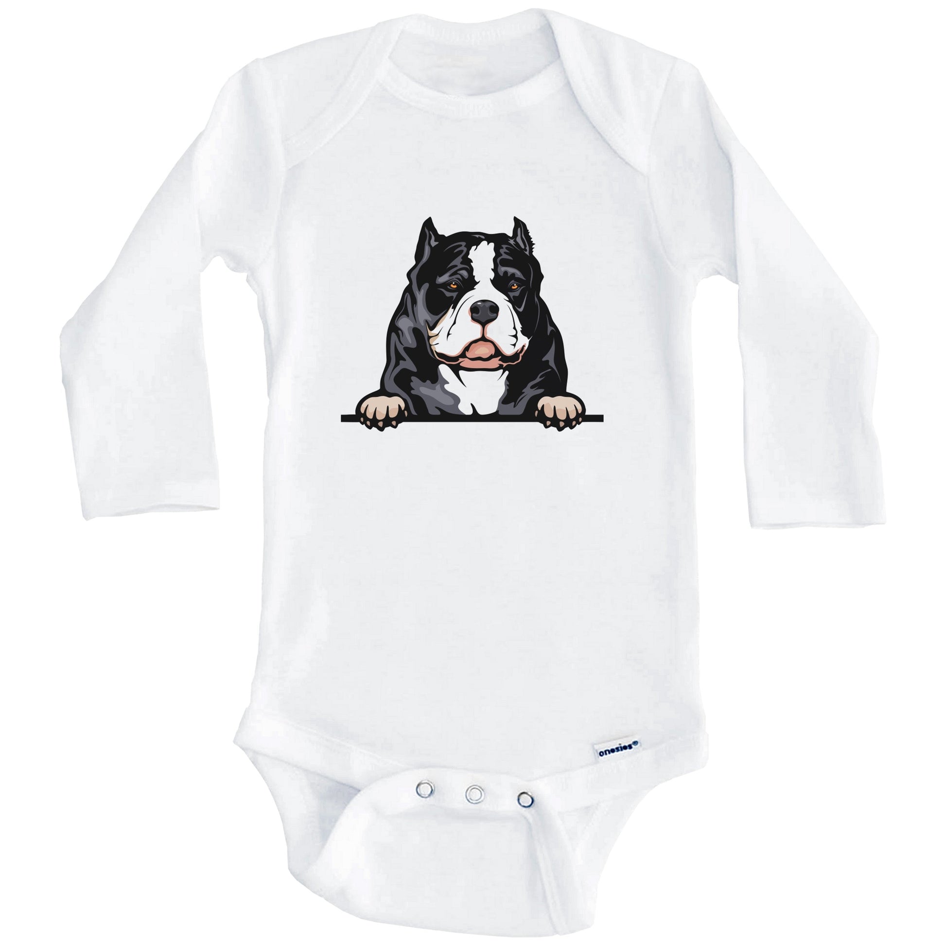 American Bully Dog Breed Cute One Piece Baby Bodysuit (Long Sleeves)