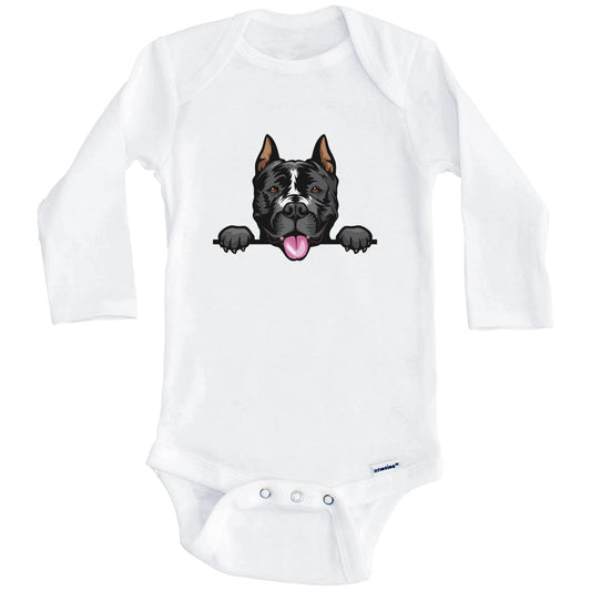 American Staffordshire Terrier Dog Breed Cute One Piece Baby Bodysuit (Long Sleeves)