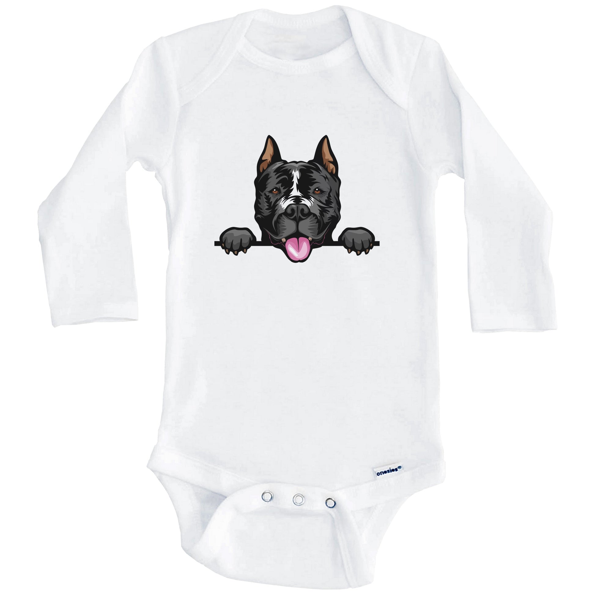 American Staffordshire Terrier Dog Breed Cute One Piece Baby Bodysuit (Long Sleeves)