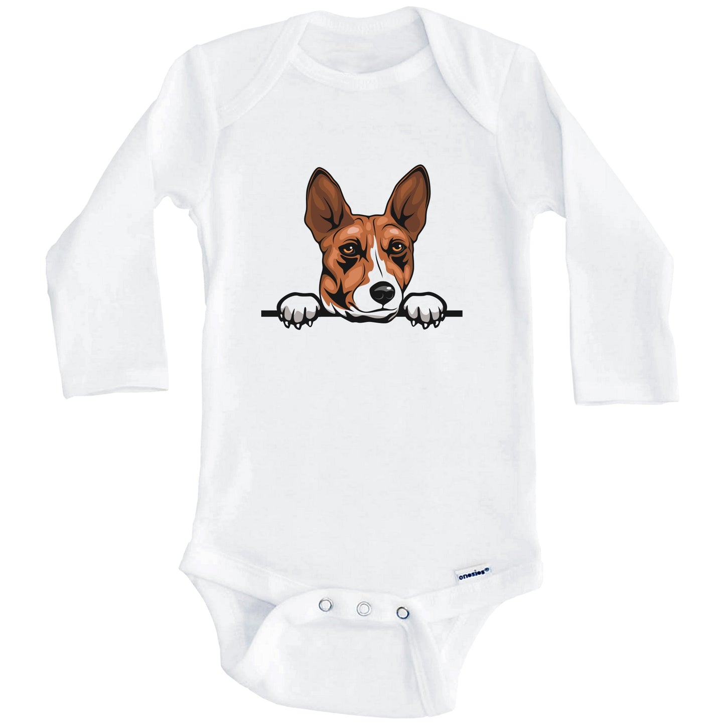 Basenji Dog Breed Cute One Piece Baby Bodysuit (Long Sleeves)